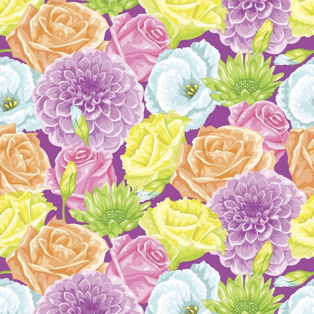 Delicate Flowers Fabric - Purple