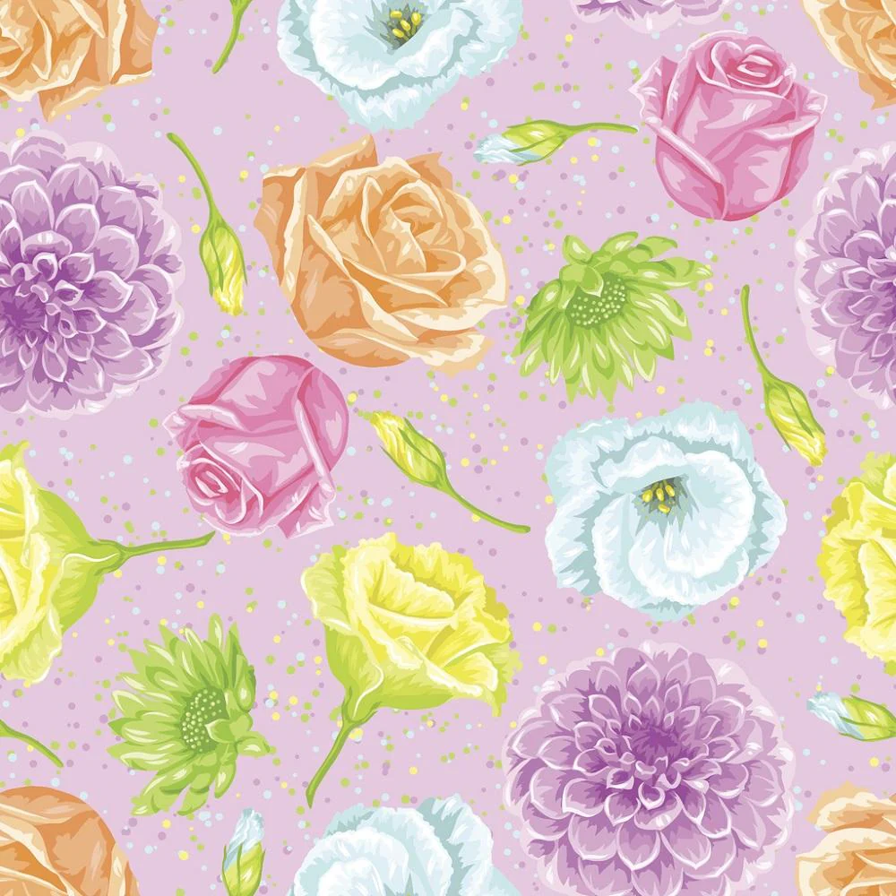 Delicate Flowers With Paint Splatter Fabric