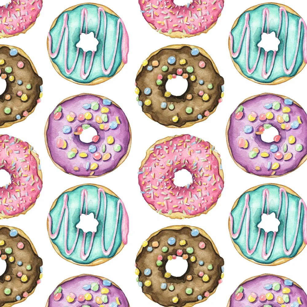 Delicious Doughnut Fabric - White