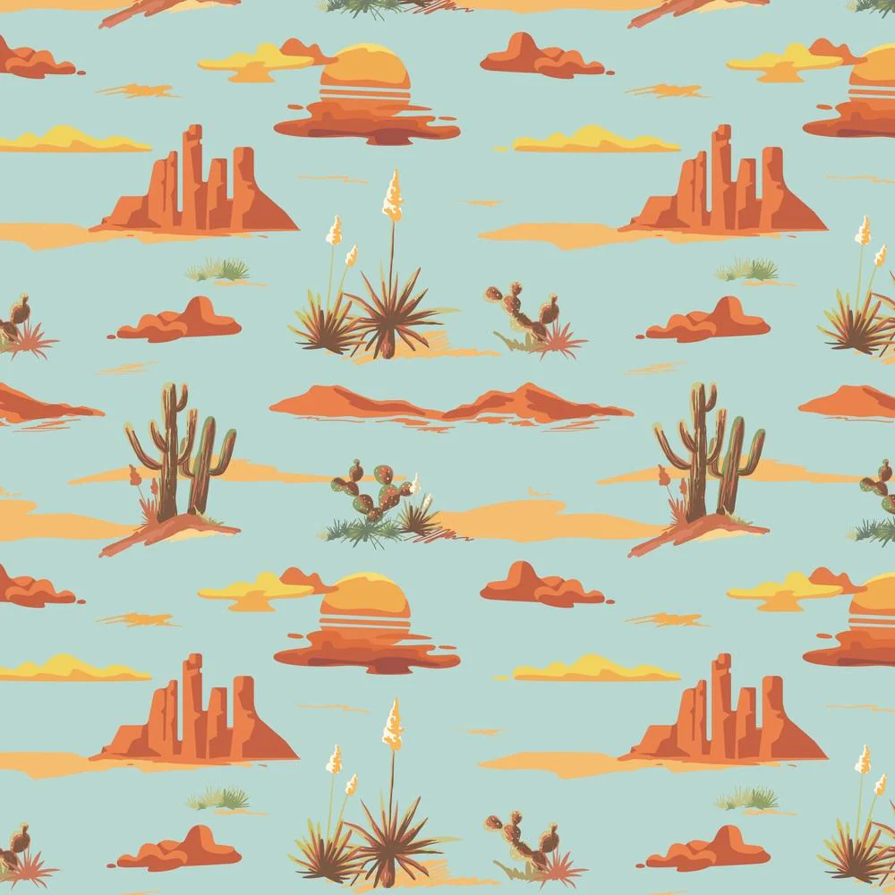 Desert Landscape Fabric - Blue