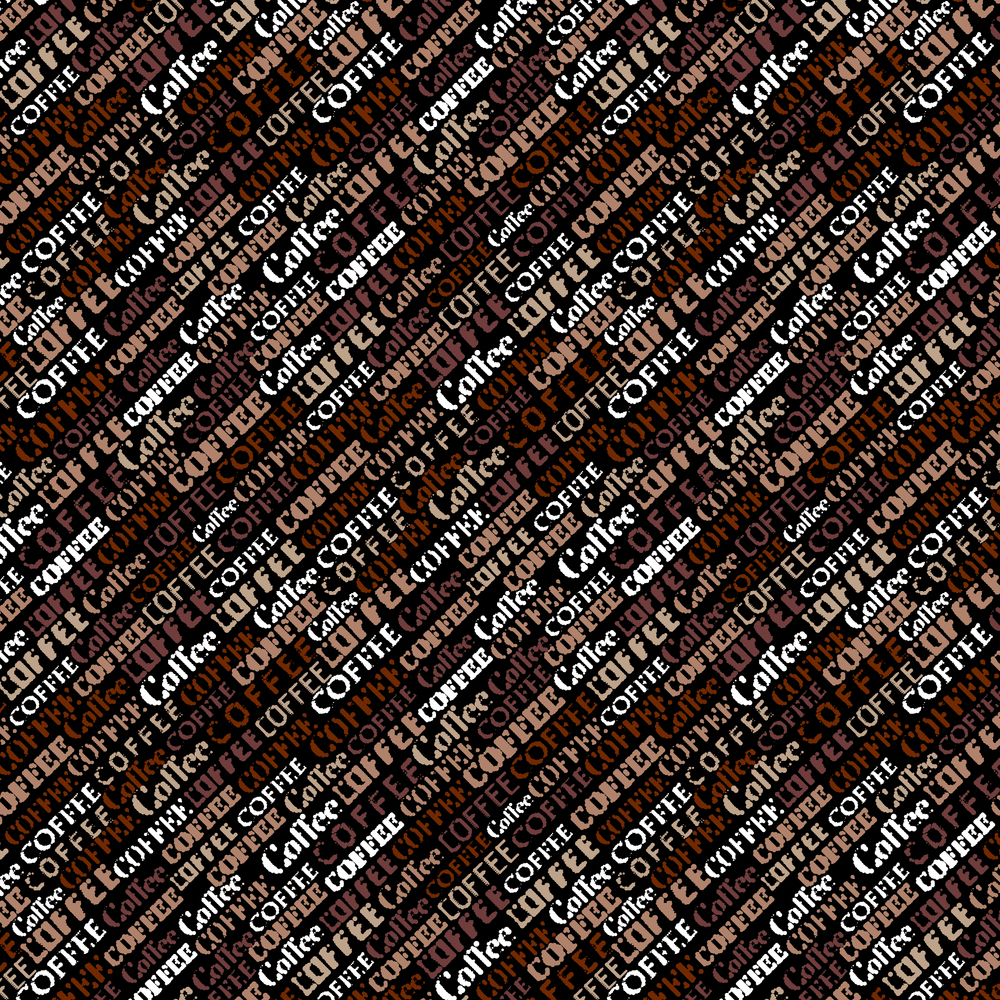 Diagonal Coffee Font Fabric - Brown