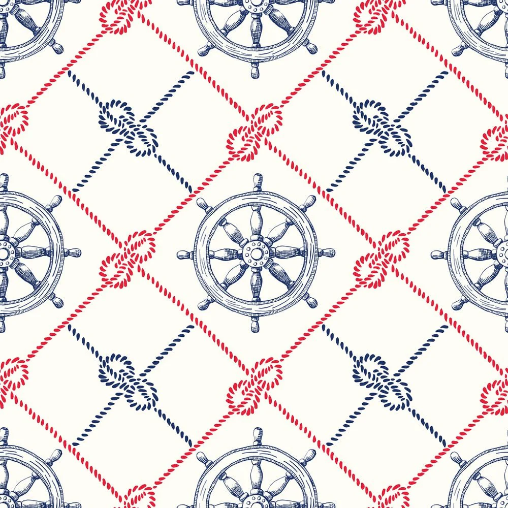 Diagonal Sailor Knots & Wheels Fabric