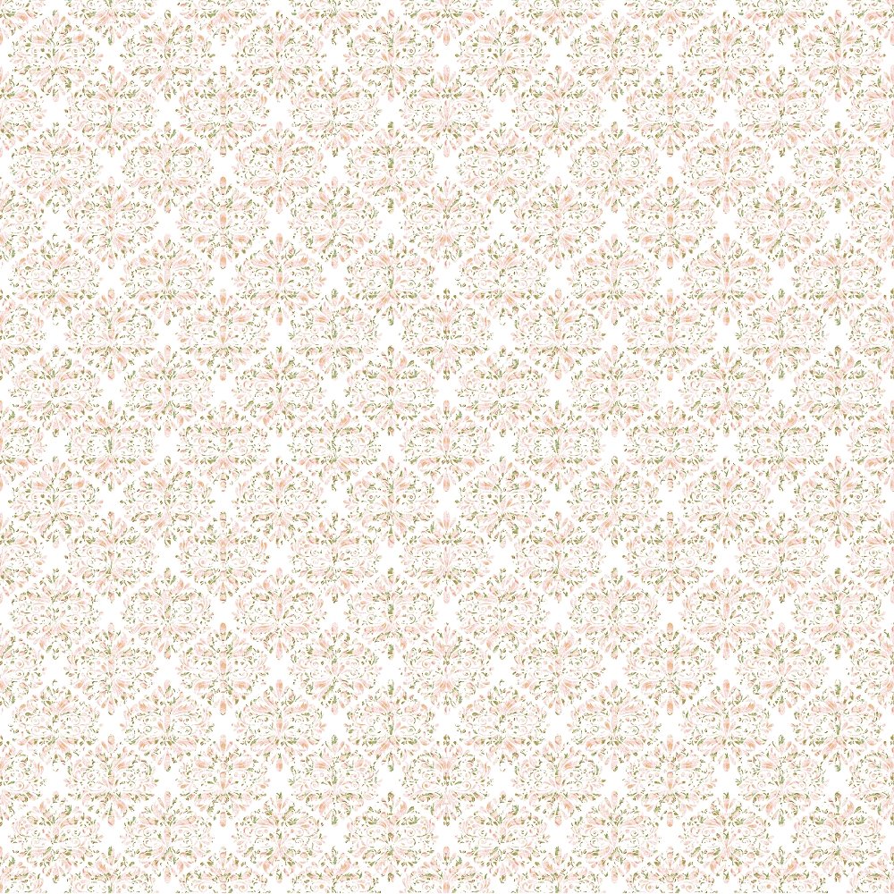 Diamond Peony Pattern Fabric - White
