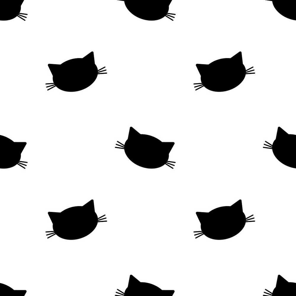 Digitally Printed Cat Silhouette Fabric