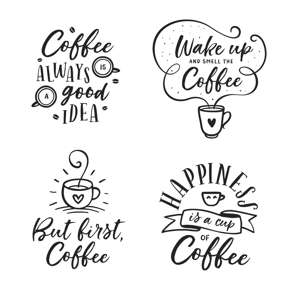 Digitally Printed Coffee Quotes Fabric Panel - 36"