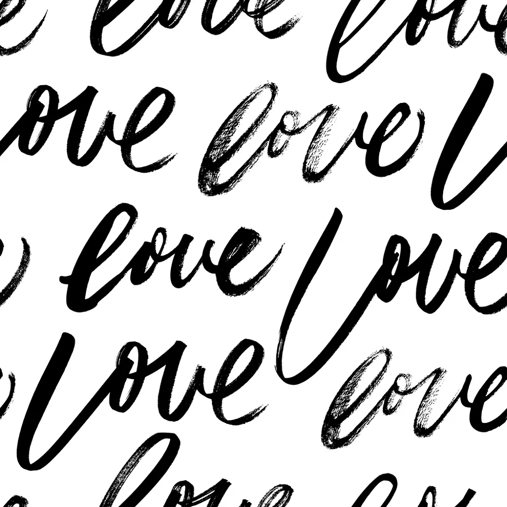 Digitally Printed Distressed Script Love Fabric