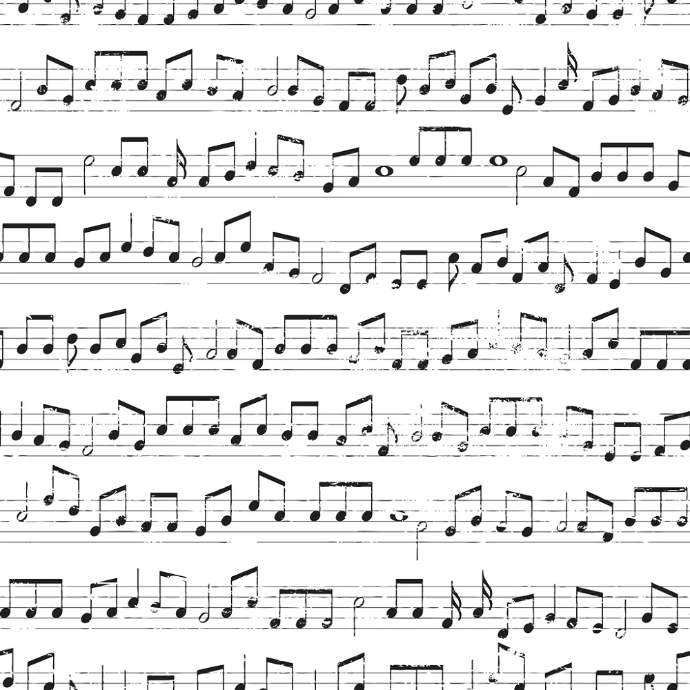 Digitally Printed Large Distressed Music Staves Fabric