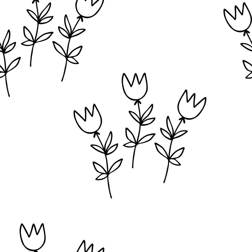 Digitally Printed Large Sketched Tulips Fabric