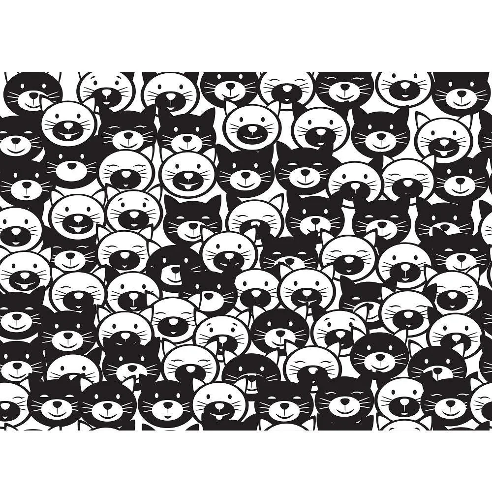 Digitally Printed Packed Cartoon Cats Fabric