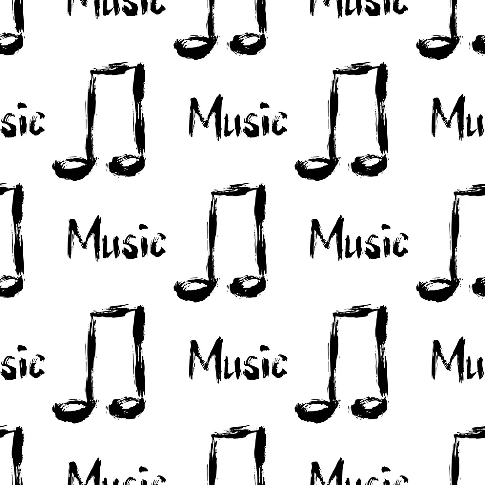 Digitally Printed Rough Music Notes Fabric