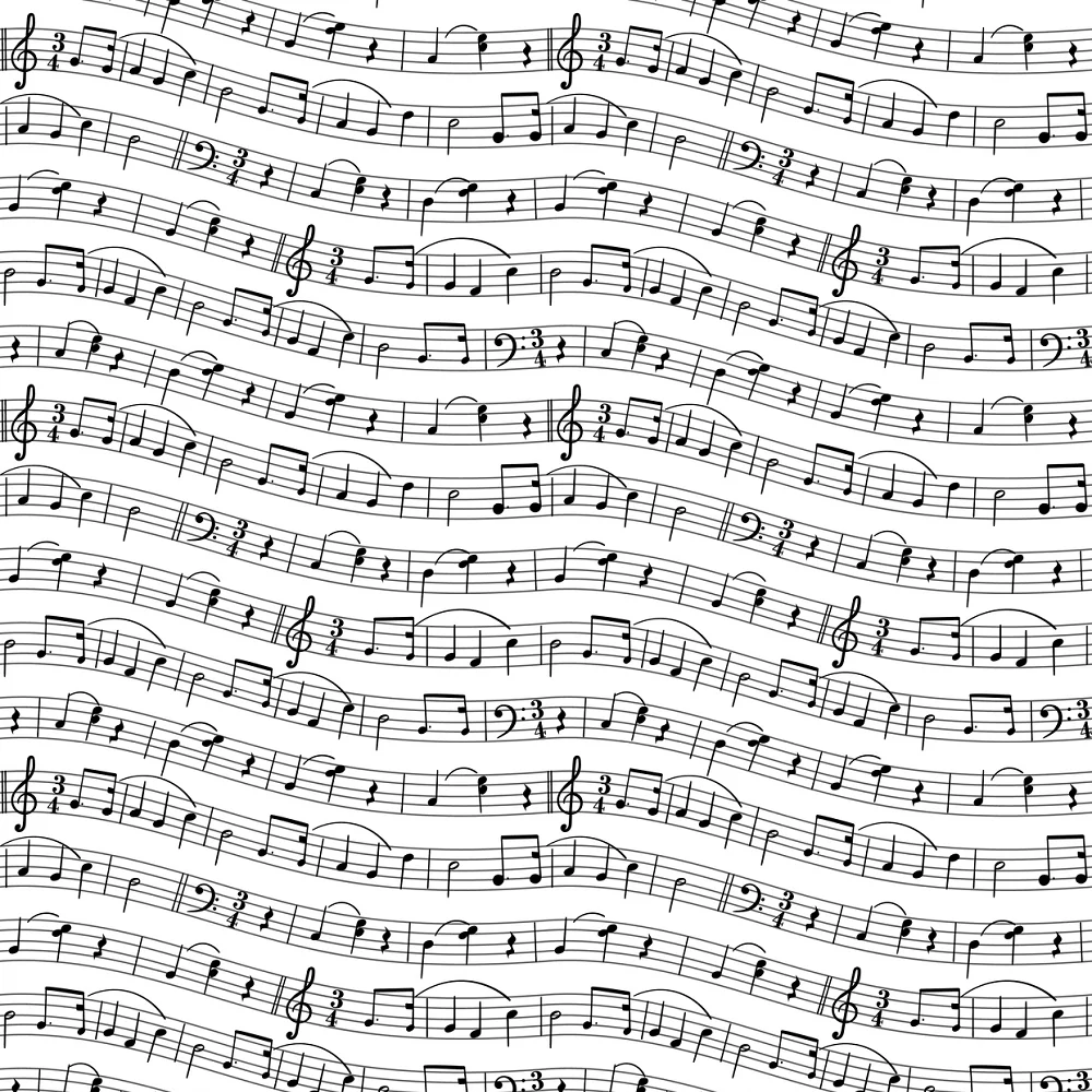 Digitally Printed Wavy Music Staves Fabric