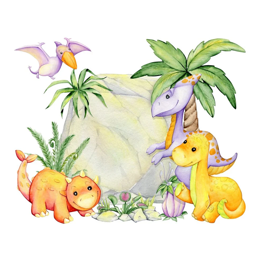 Dino Family Fabric Panel