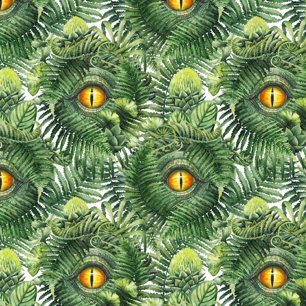 Dinosaur Eye Fabric - White