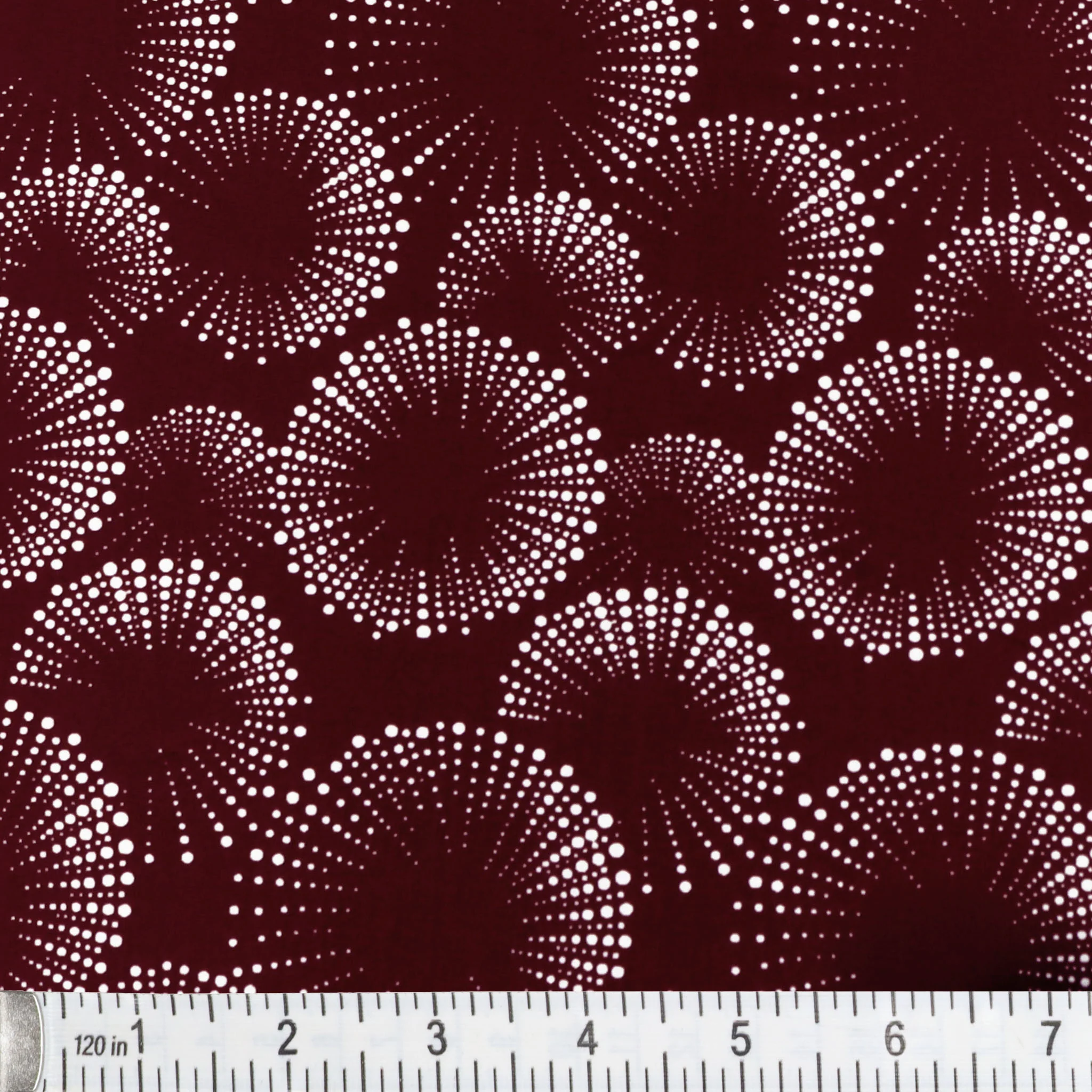 Documentaries Fabric Collection - Starburst Dots Claret/White - Image 2