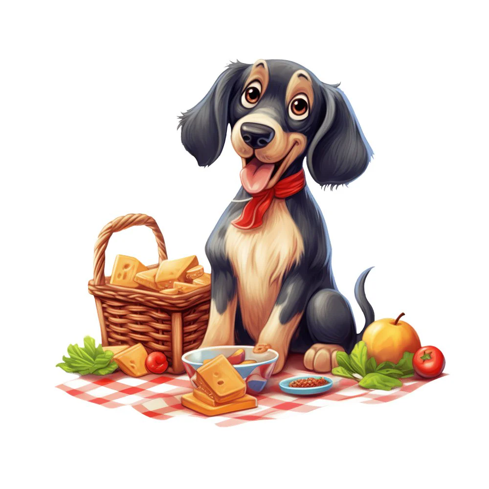Dog On A Picnic #2 Fabric Panel