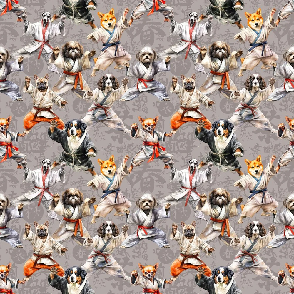 Dogs Doing Karate Fabric