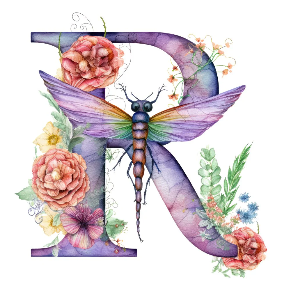 Dragonfly Flower ''R'' Fabric Panel