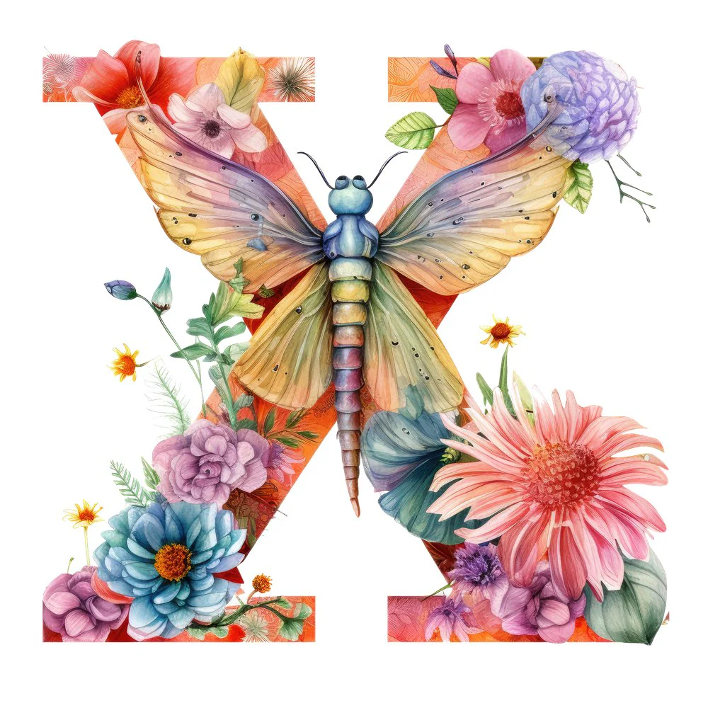Dragonfly Flower ''X'' Fabric Panel