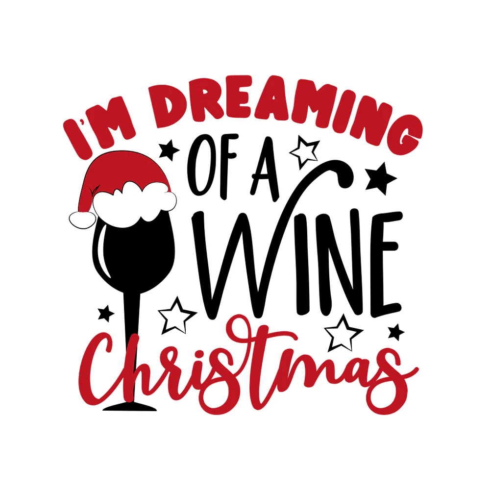 Dreaming Of A Wine Christmas Fabric Panel - White