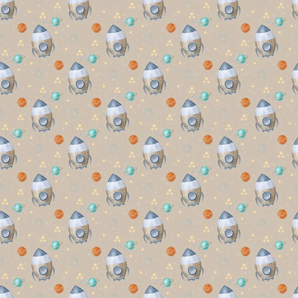 Dreams of Outerspace Shuttles Fabric - Brown
