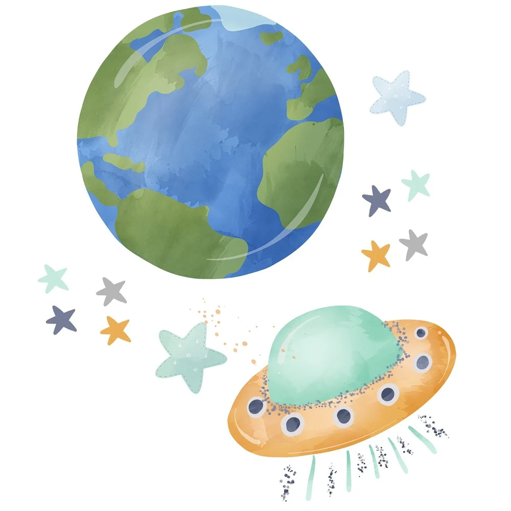 Dreams of Outerspace UFO in Space Fabric Panel
