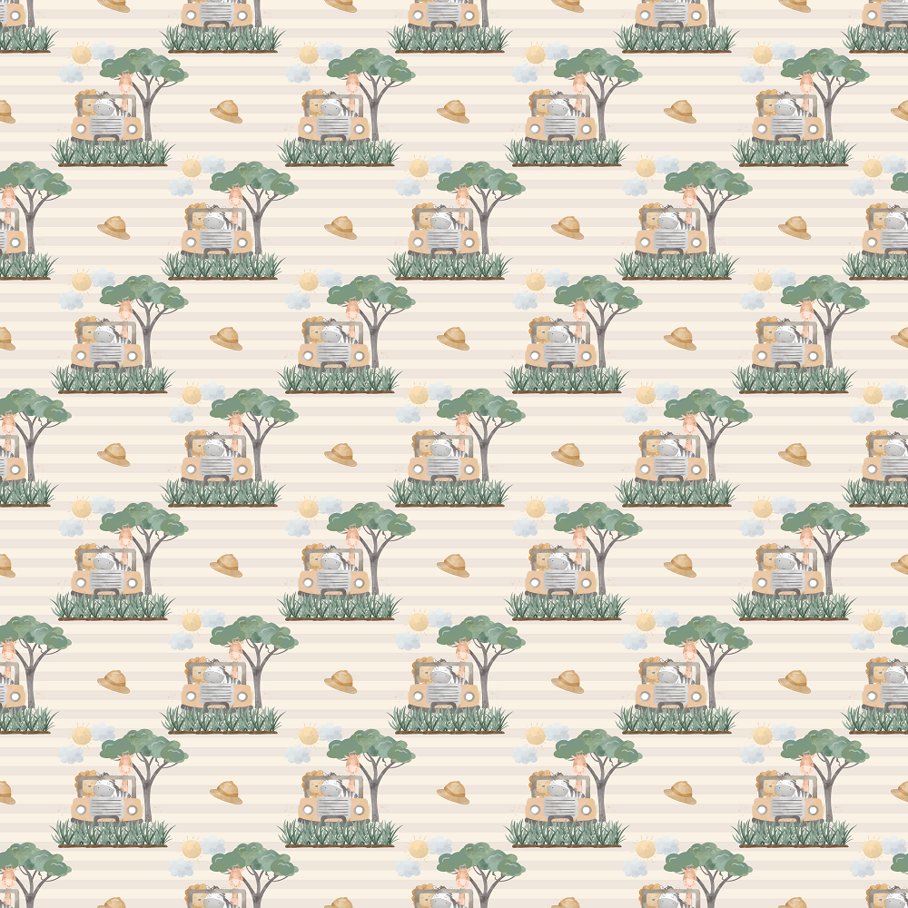Drive Through The Safari Striped Fabric - Tan