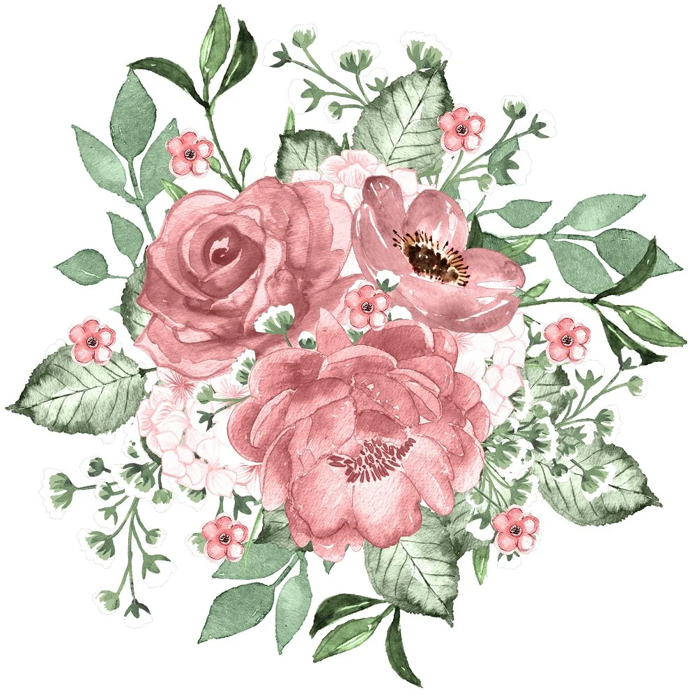Dusty Rose Garden Arrangement #2 Fabric Panel