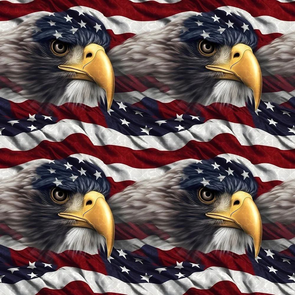 Eagles Over Flag Pattern #2 Fabric