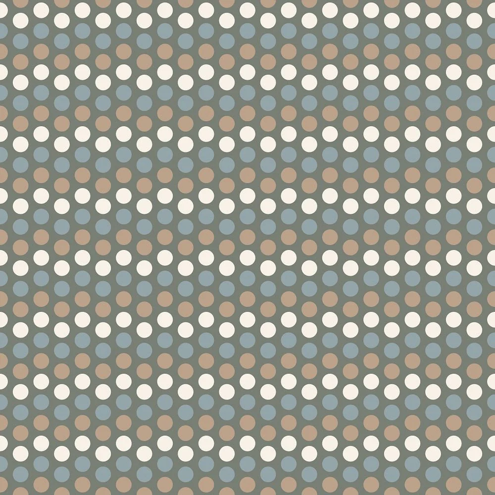 Earthy Tones Tan & Blue Dots Fabric