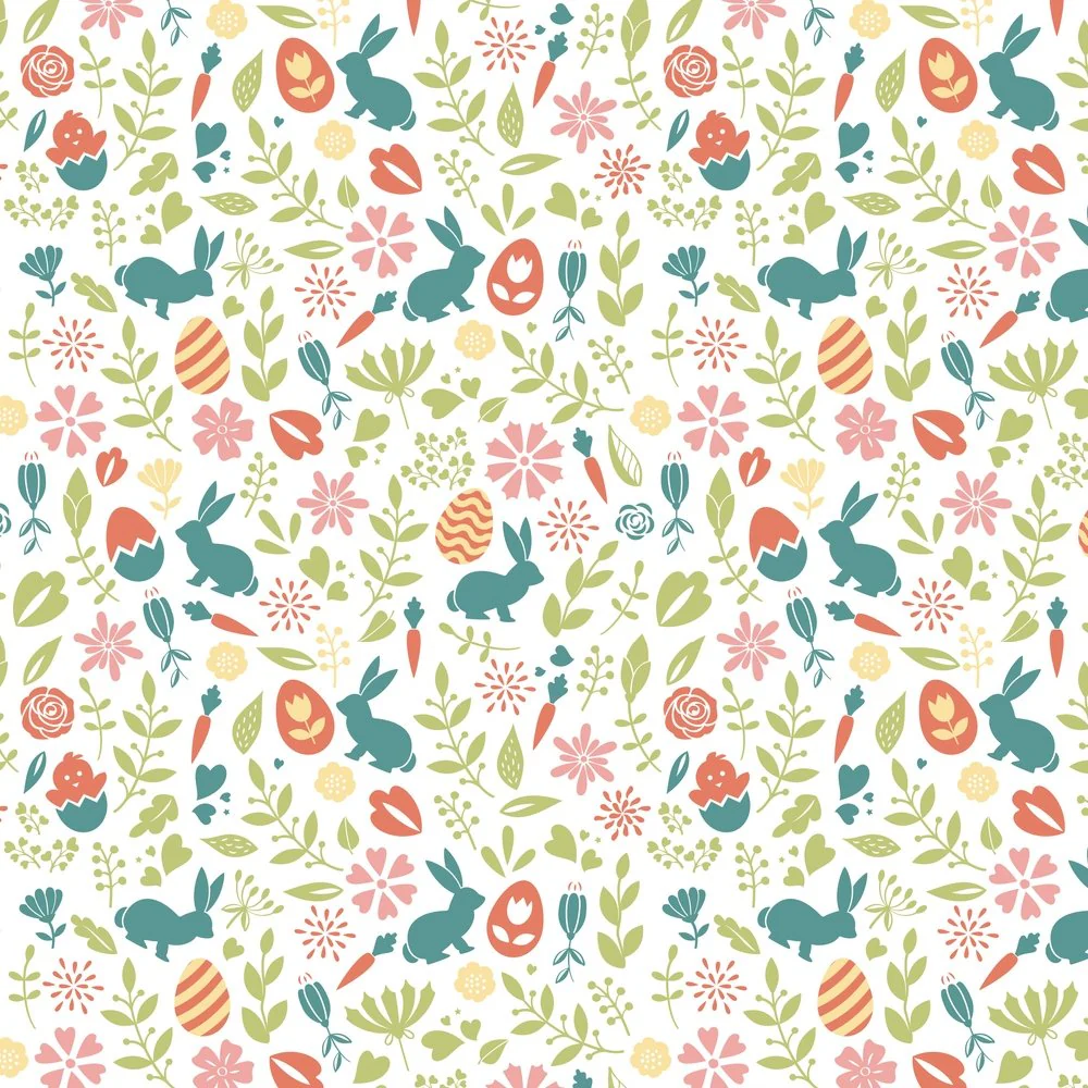 Easter Bunny & Floral Fabric