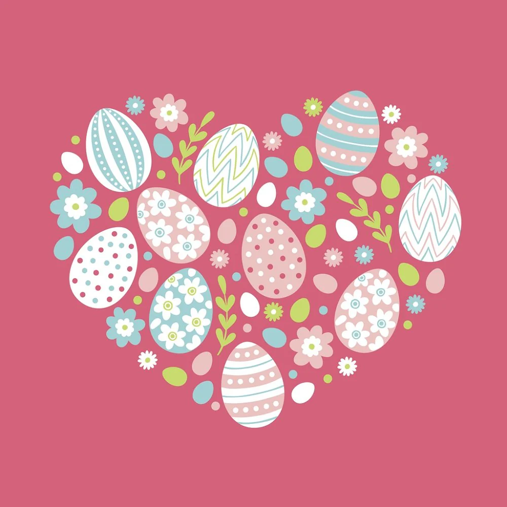 Easter Egg Heart Fabric Panel