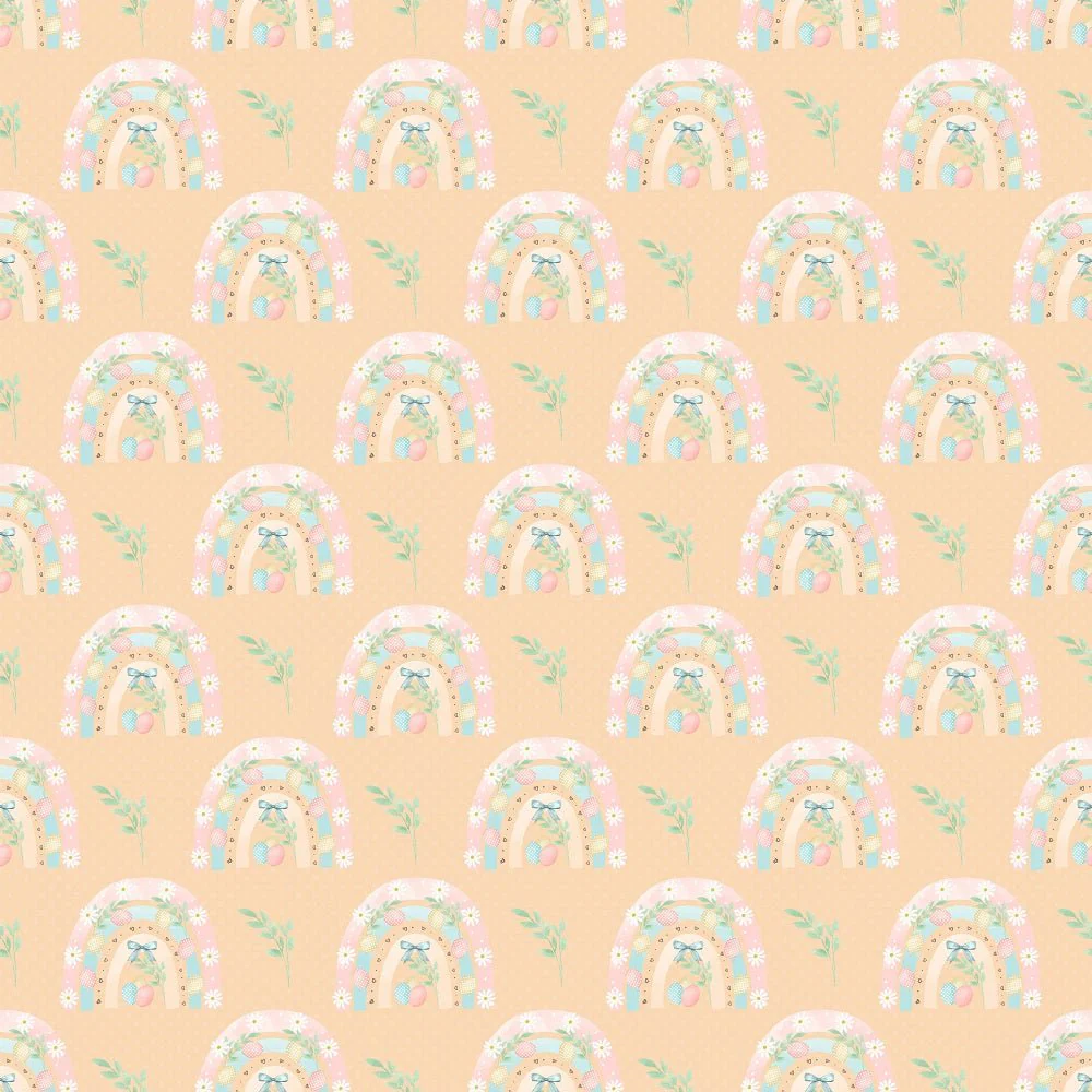 Easter Rainbow Gnomes Rainbows Fabric - Orange