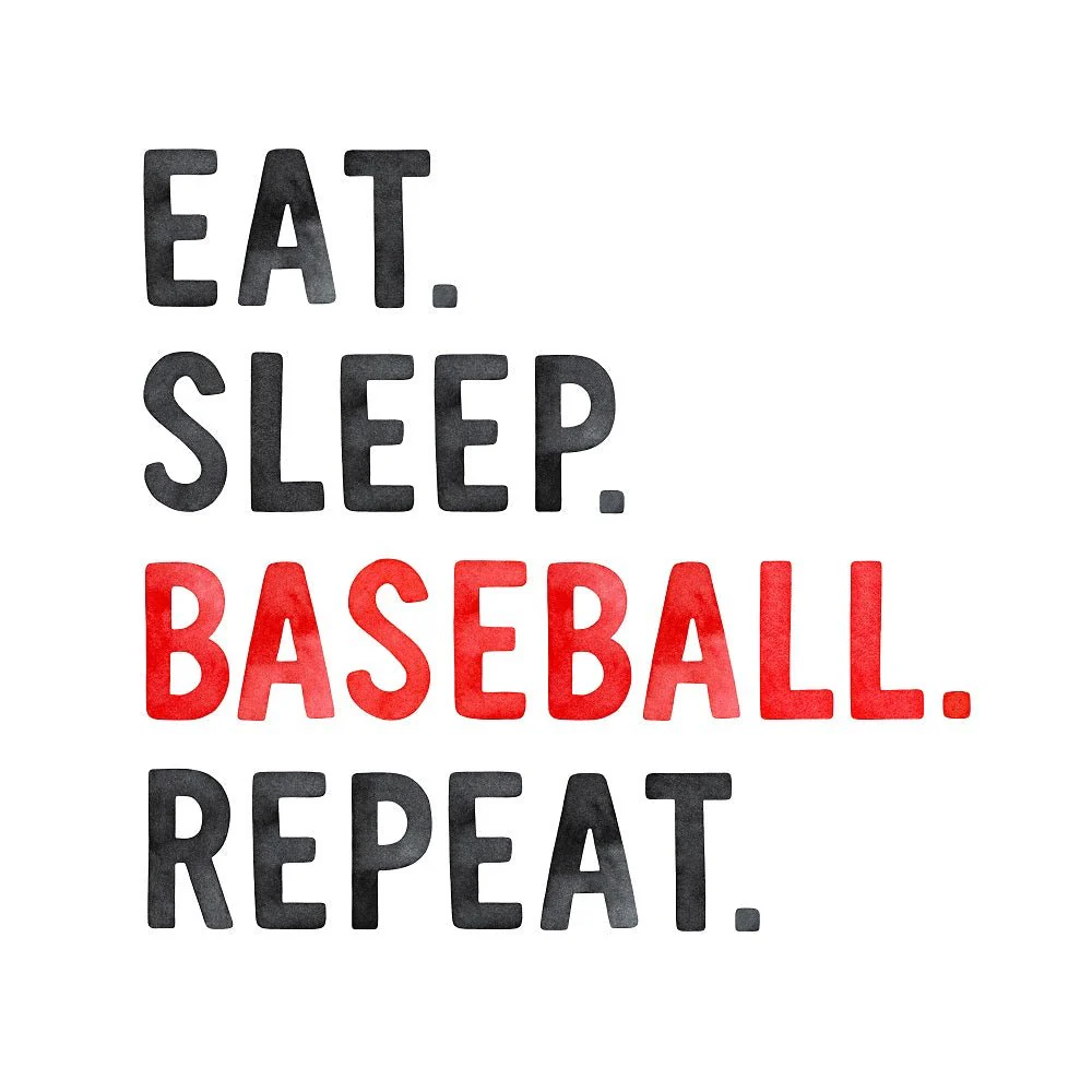Eat Sleep Baseball Repeat Fabric Panel