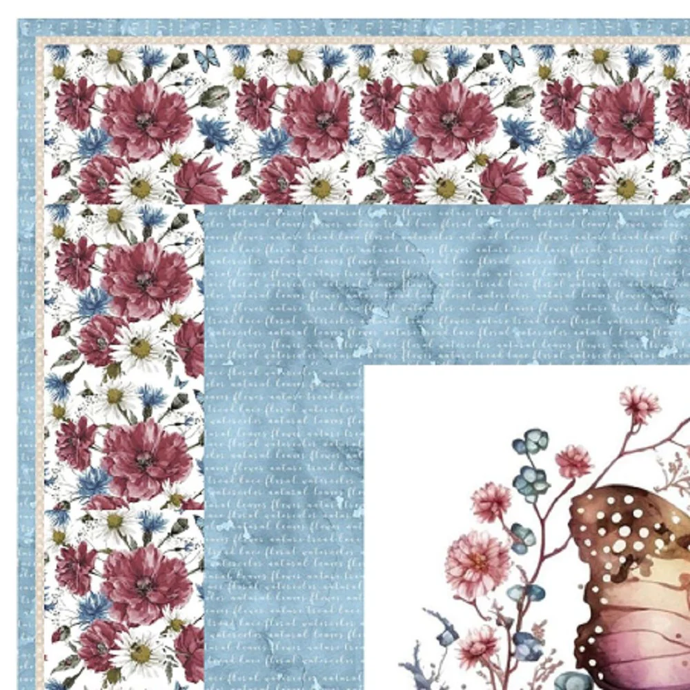 Elegant Butterfly With Flowers Wall Hanging 42" x 42" - Image 2