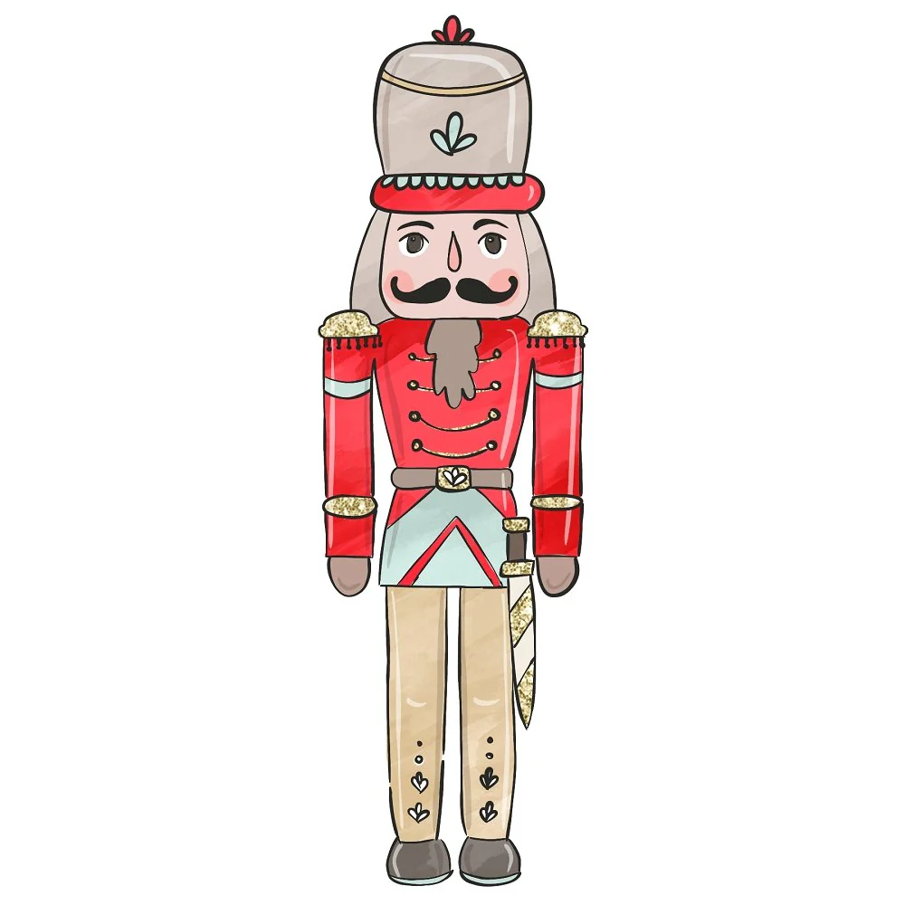 Elegant Nutcracker #1 Fabric Panel - Red