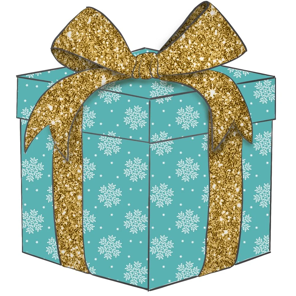 Elegant Nutcracker Blue and Gold Present Fabric Panel