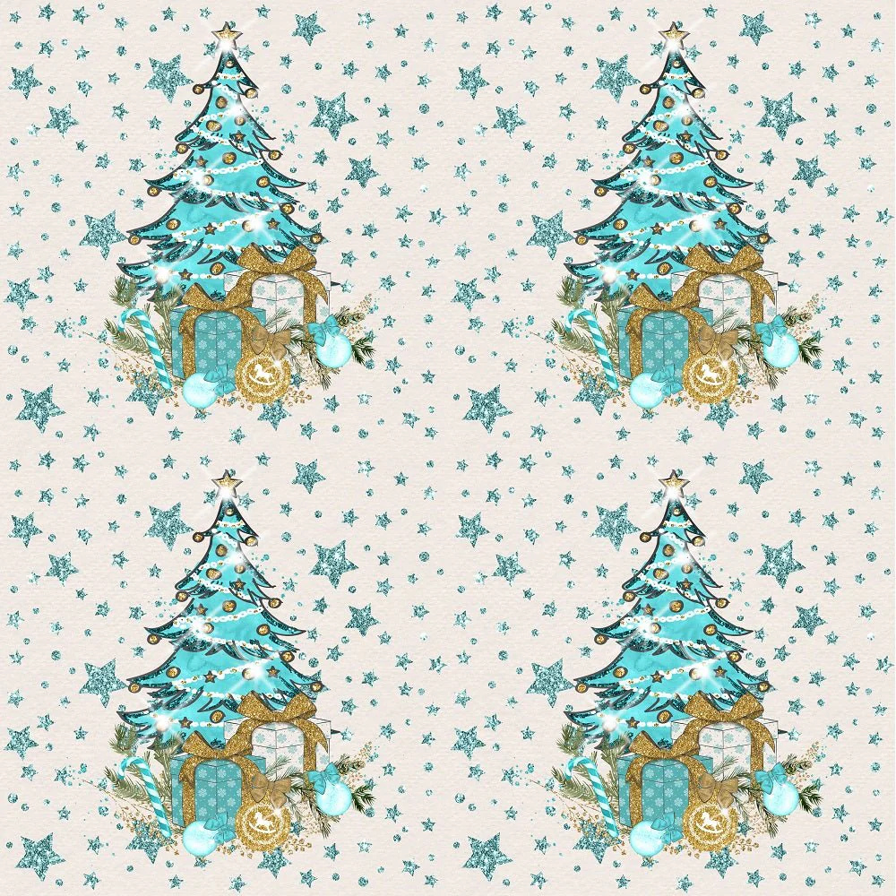 Elegant Nutcracker Christmas Trees on Stars Fabric - Tan