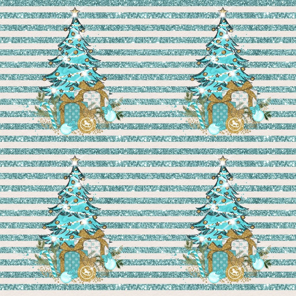 Elegant Nutcracker Christmas Trees on Stripes Fabric - Tan