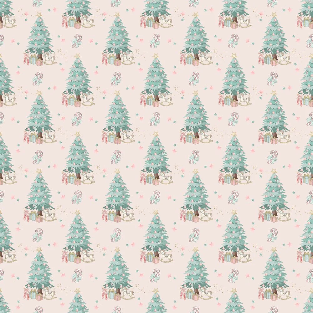 Elegant Nutcracker Christmas Trees with Candy Canes Fabric - Tan