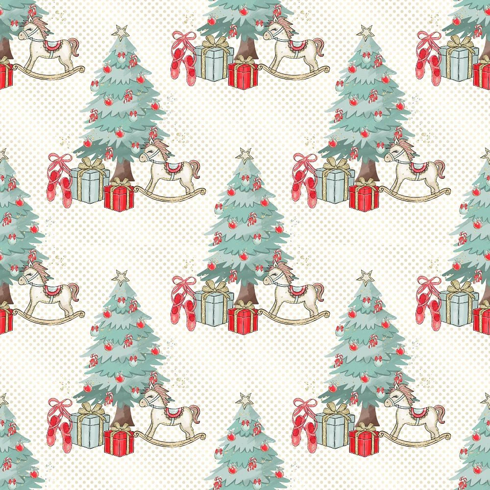 Elegant Nutcracker Dots Fabric - White