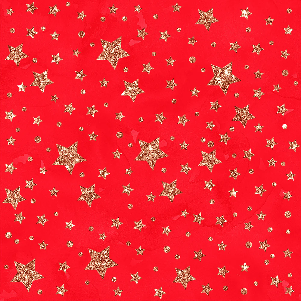 Elegant Nutcracker Gold Stars Fabric - Red