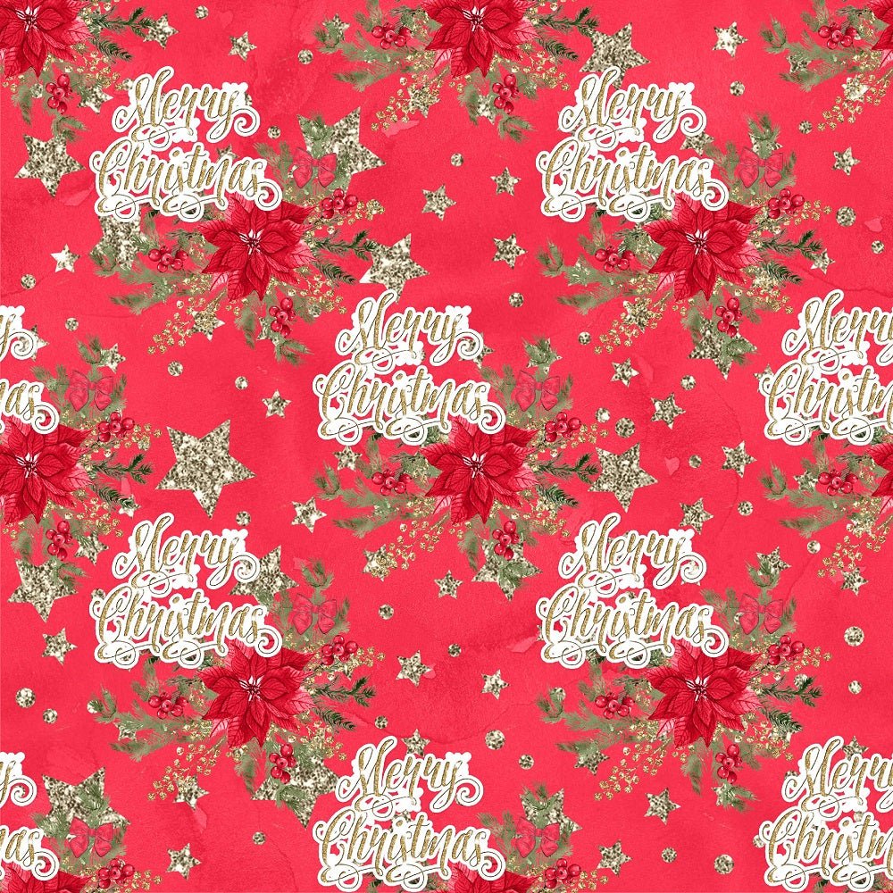 Elegant Nutcracker Merry Christmas Font Fabric - Red