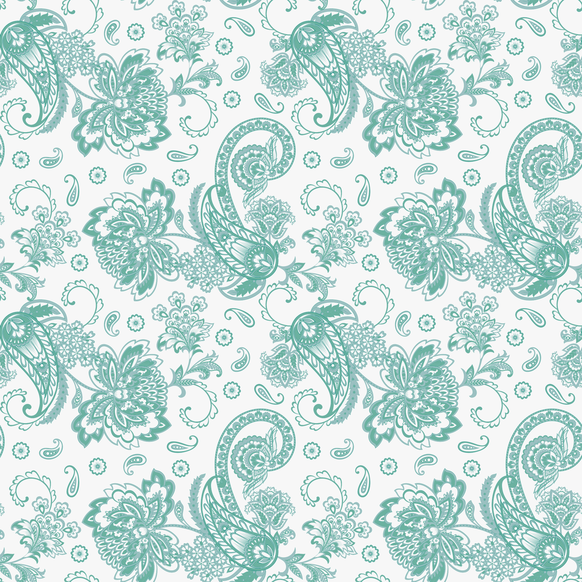 Elegant Paisleys Fabric - Atoll