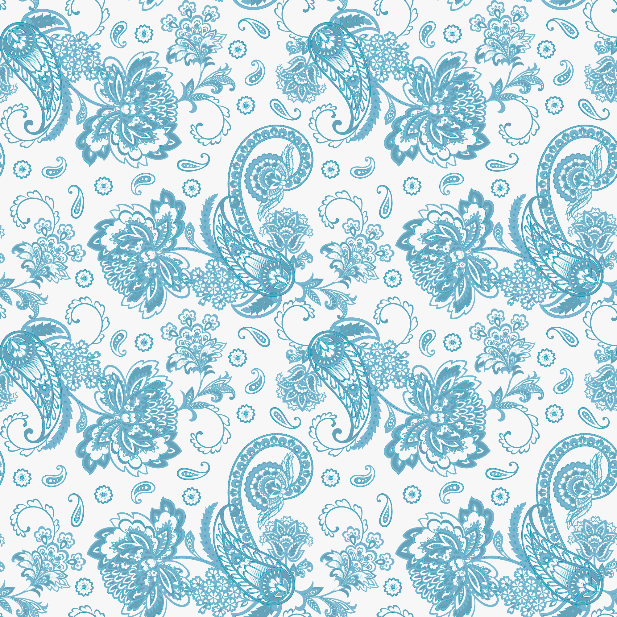 Elegant Paisleys Fabric - Cerulean Blue