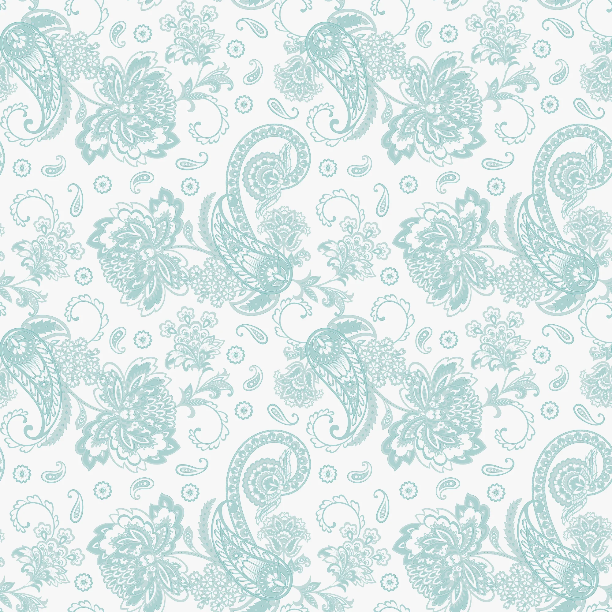 Elegant Paisleys Fabric - Cornflower