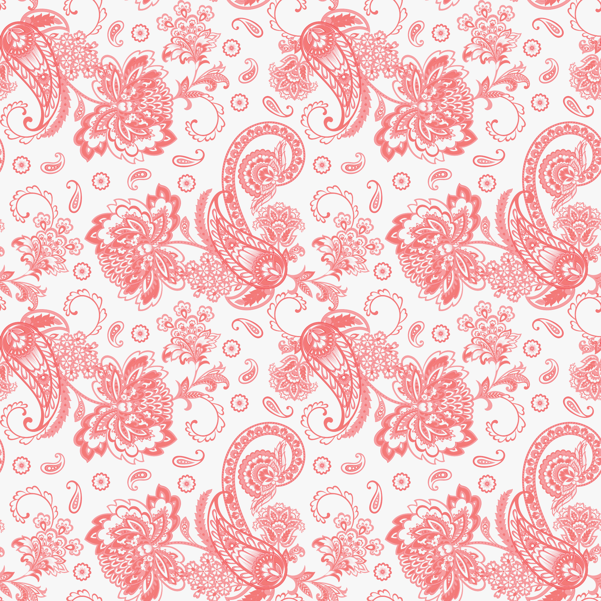Elegant Paisleys Fabric - Red