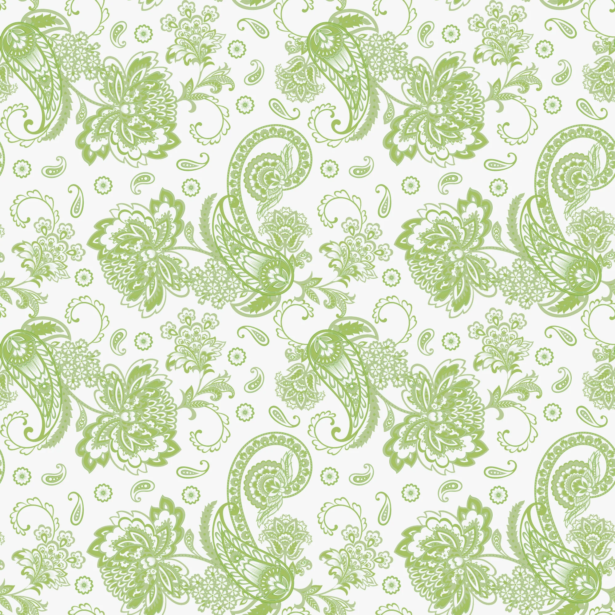 Elegant Paisleys Fabric - Spring Green