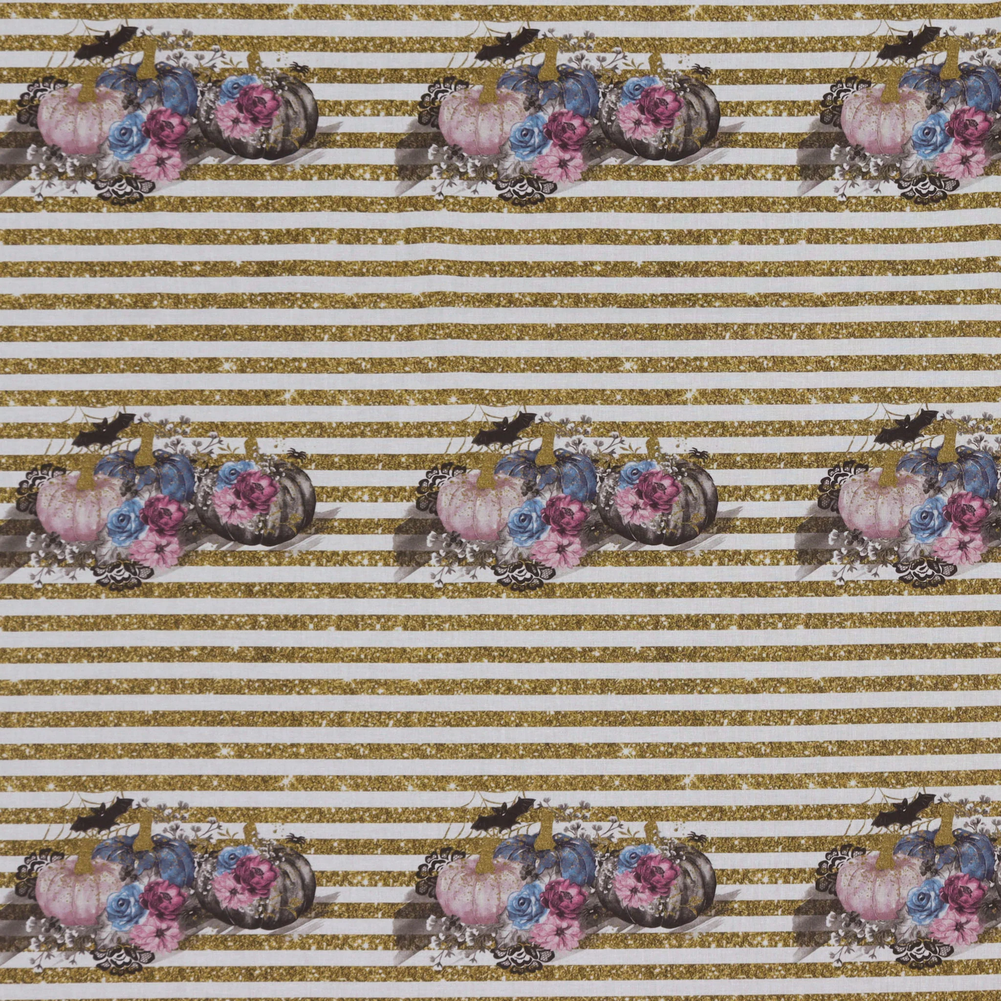 Elegant Pumpkins on Gold Stripes Fabric - Image 3