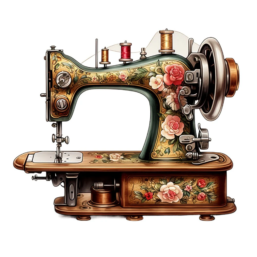 Elegant Sewing Machine #3 Fabric Panel