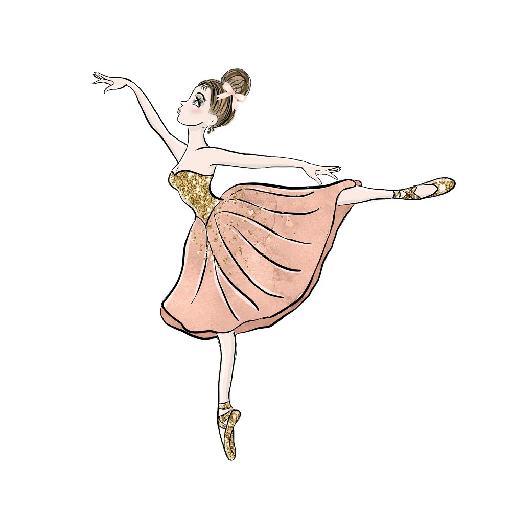 Elegant Watercolor Ballerina Fabric Panel